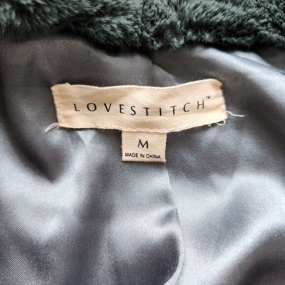 Lovestitch Electric Feel Pine Green Faux Fur Coat Soft Cozy Warm Winter Medium - Picture 7 of 13